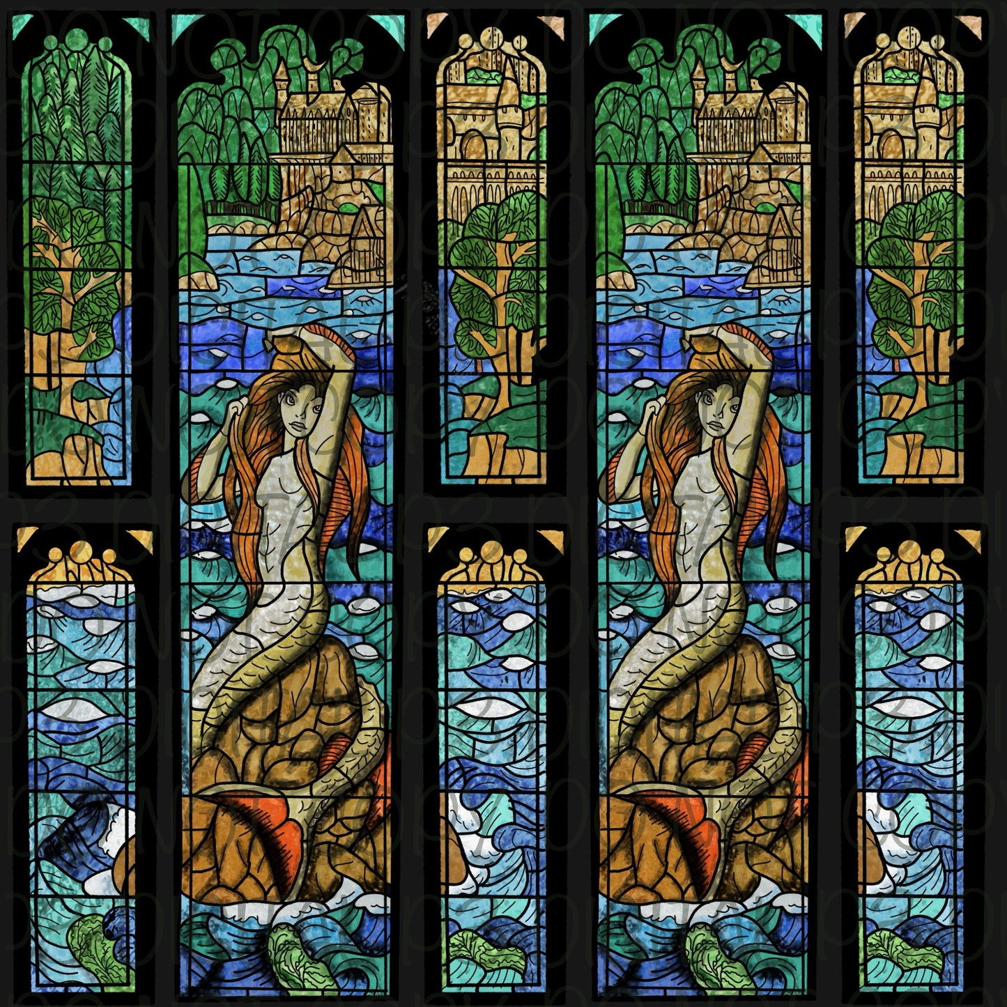 Mermaid stained glass