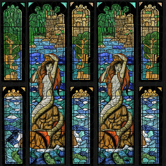 Mermaid stained glass